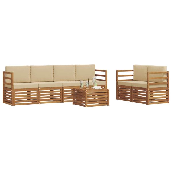 Комплект дивани за открито 7 pcs Натурален и Бежов