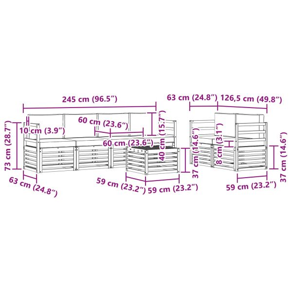Комплект дивани за открито 7 pcs Натурален и Бежов
