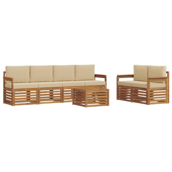 Комплект дивани за открито 7 pcs Натурален и Бежов