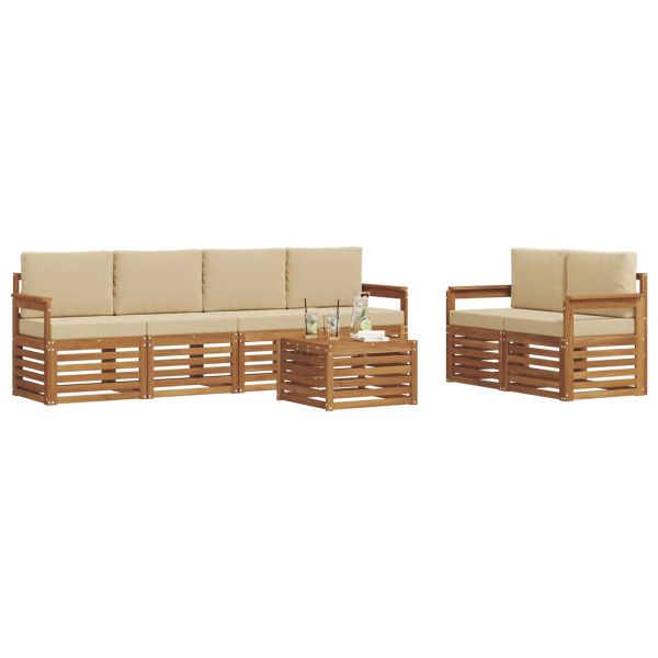 Комплект дивани за открито 7 pcs Натурален и Бежов