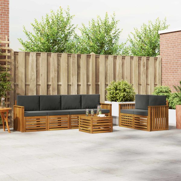 Комплект дивани за открито 7 pcs Натурален и Антрацит