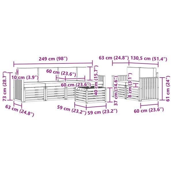 Комплект дивани за открито 7 pcs Натурален и Бежов
