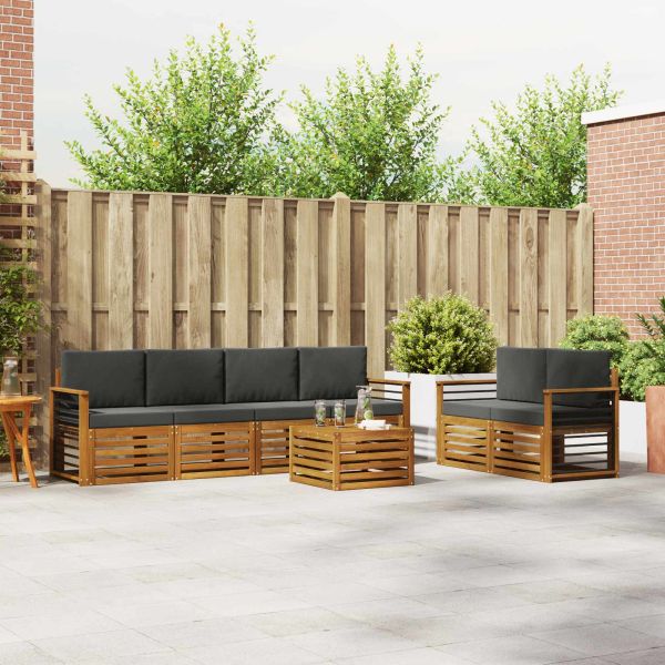 Комплект дивани за открито 7 pcs Натурален и Антрацит