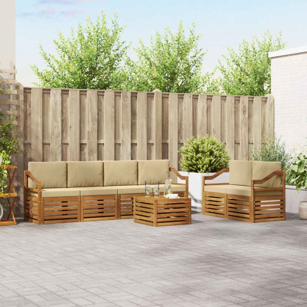 Комплект дивани за открито 7 pcs Натурален и Бежов