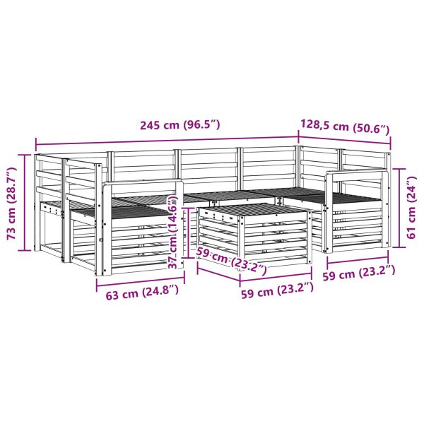 Комплекти дивани 7 pcs Естествен Солидно акациево дърво