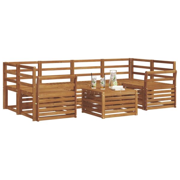 Комплекти дивани 7 pcs Естествен Солидно акациево дърво