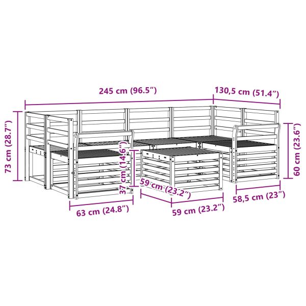 Комплекти дивани 7 pcs Естествен Солидно акациево дърво