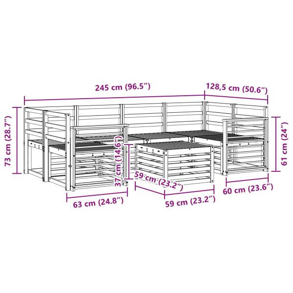 Комплекти дивани 7 pcs Естествен Солидно акациево дърво