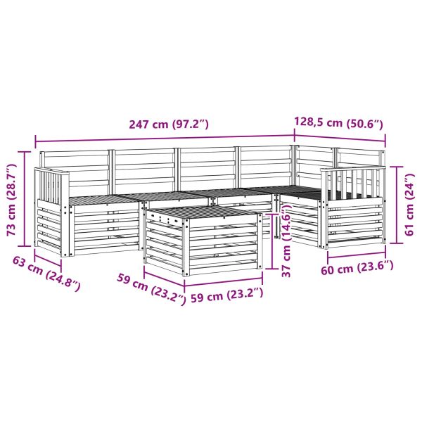 Комплекти дивани 6 pcs Естествен Солидно акациево дърво