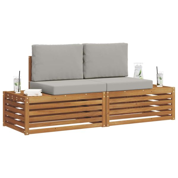 Комплект дивани за открито 2 Брой Естествено и светло сиво