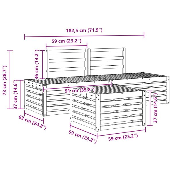 Комплект дивани за открито 3 Брой Естествен