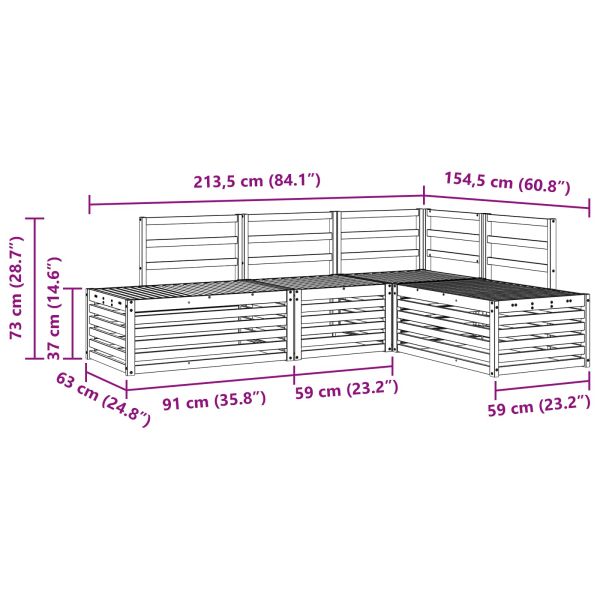 Комплект дивани за открито 4 Брой Естествен