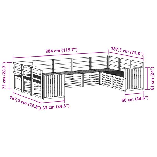 Комплекти дивани 9 pcs Естествен Солидно акациево дърво