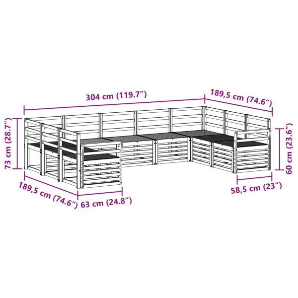 Комплекти дивани 9 pcs Естествен Солидно акациево дърво
