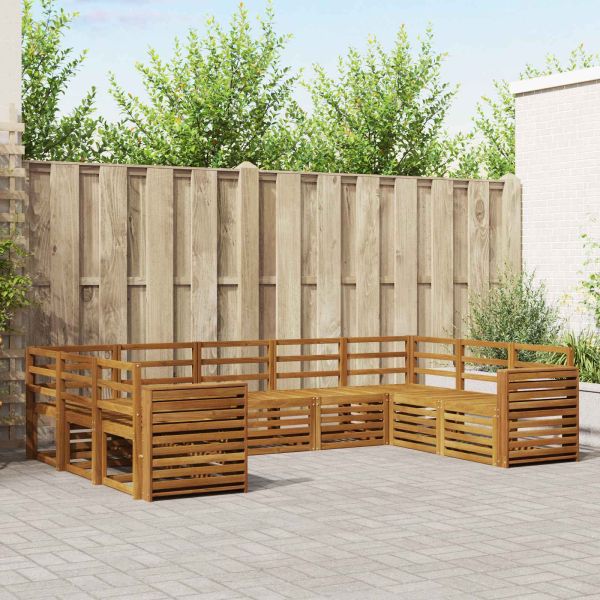 Комплекти дивани 9 pcs Естествен Солидно акациево дърво