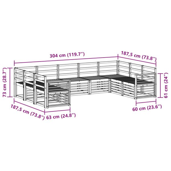 Комплекти дивани 9 pcs Естествен Солидно акациево дърво