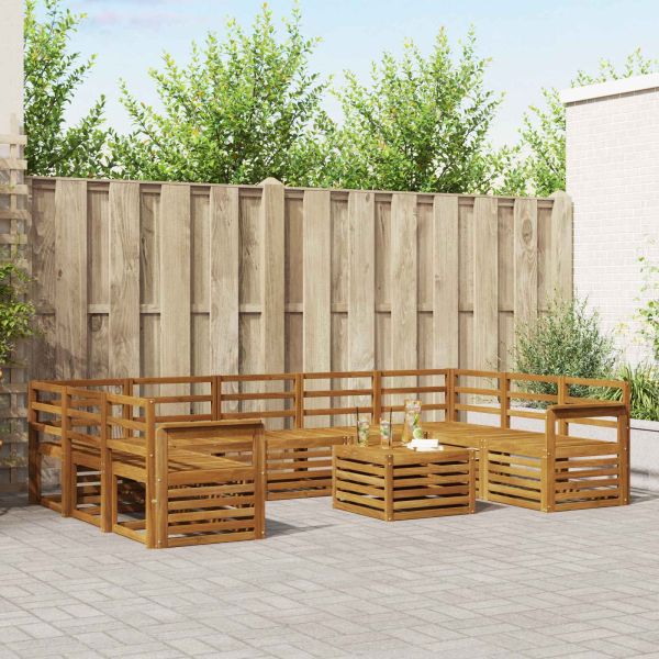 Комплекти дивани 10 pcs Естествен Солидно акациево дърво