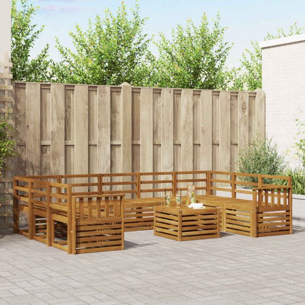 Комплекти дивани 10 pcs Естествен Солидно акациево дърво