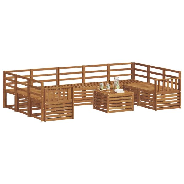 Комплекти дивани 10 pcs Естествен Солидно акациево дърво