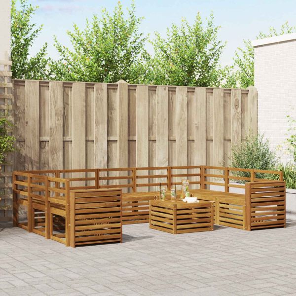 Комплекти дивани 10 pcs Естествен Солидно акациево дърво