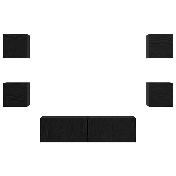 Комплект ТВ шкаф 6 pcs Черния дъб Инженерно дърво