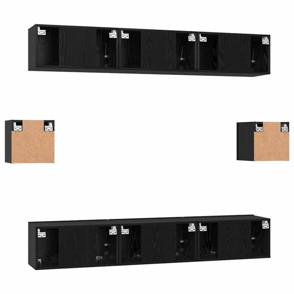 Комплект ТВ шкаф 8 pcs Черния дъб Инженерно дърво