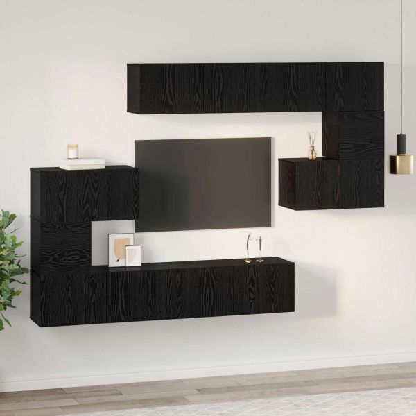 Комплект ТВ шкаф 8 pcs Черния дъб Инженерно дърво