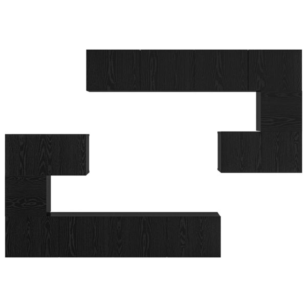 Комплект ТВ шкаф 8 pcs Черния дъб Инженерно дърво