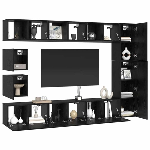 Комплект ТВ шкаф 10 pcs Черния дъб Инженерно дърво