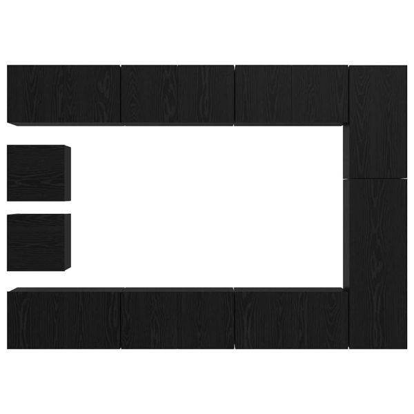 Комплект ТВ шкаф 10 pcs Черния дъб Инженерно дърво