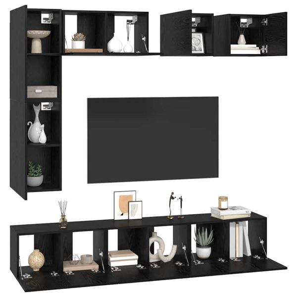 Комплект ТВ шкаф 8 pcs Черния дъб Инженерно дърво