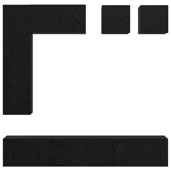 Комплект ТВ шкаф 8 pcs Черния дъб Инженерно дърво