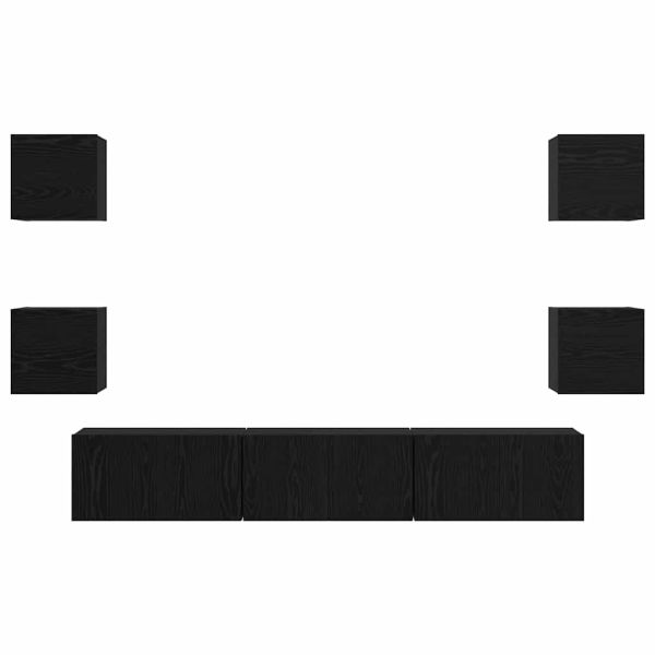 Комплект ТВ шкаф 7 pcs Черния дъб Инженерно дърво