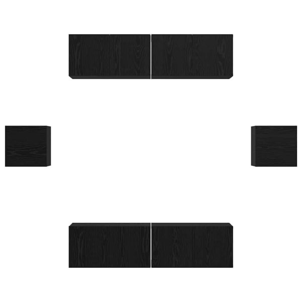 Комплект ТВ шкаф 6 pcs Черен дъб Инженерно дърво