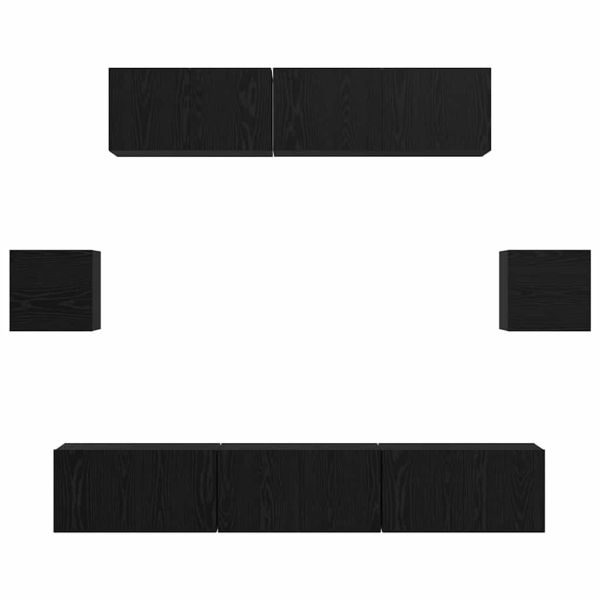 Комплект ТВ шкаф 7 pcs Черния дъб Инженерно дърво