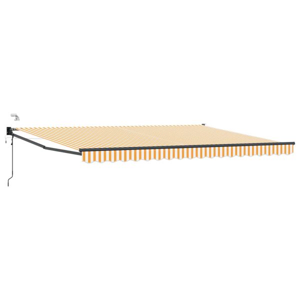 Електрически разтегателен навес Оранжево и бяло 4,5 × 3 m