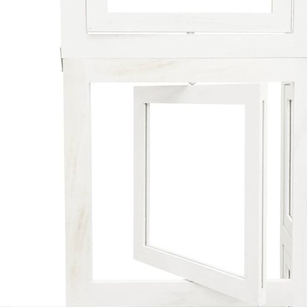 Разделител за стая, 3 панела, бял, дърво пауловния масив