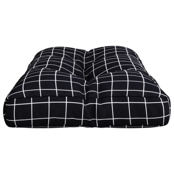 Палетна възглавница, черно каре, 70x40x12 см, текстил