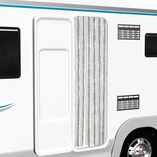 Ресни за врата против мухи, светлосиво и бяло, 56x200 см, шенил