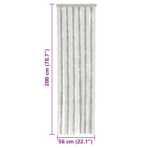 Ресни за врата против мухи, светлосиво и бяло, 56x200 см, шенил