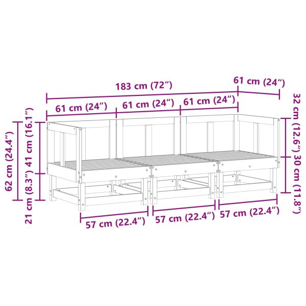 Секционен диван Восъчен Кафяв 183 x 61 x 62 см Масивна боровина