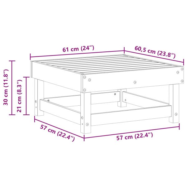 Градинска поставка за крака Масивна боровина Восъчен Кафяв