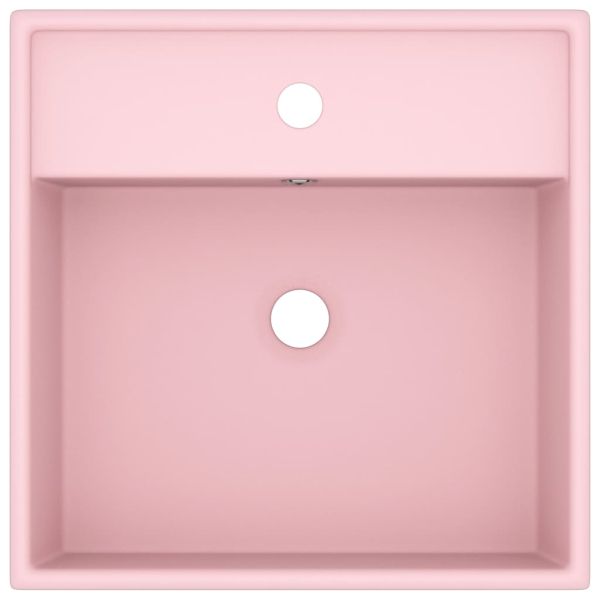 Мивка с преливник лукс квадрат розов мат 41x41 см керамика