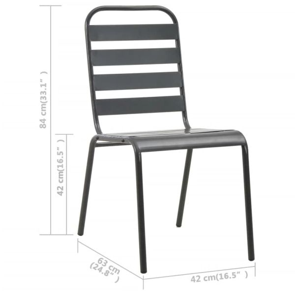 Градински трапезен комплект, 5 части, стомана, тъмносив