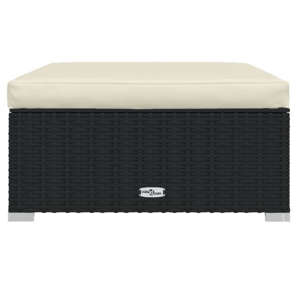 Градински лаундж комплект с възглавници 6 части черен полиратан