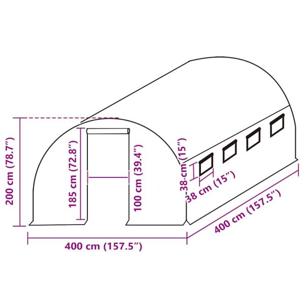 Резервно покривало за парник (16 м²), 400x400x200 см, зелено