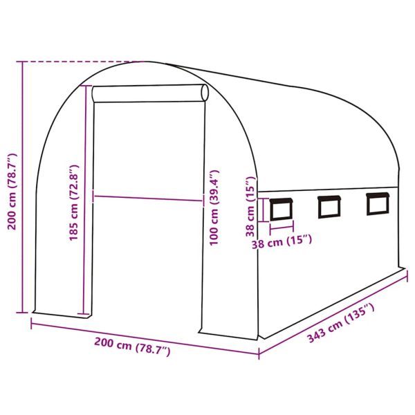 Резервно покривало за парник (6,86 м²), 200x343x200 см, зелено