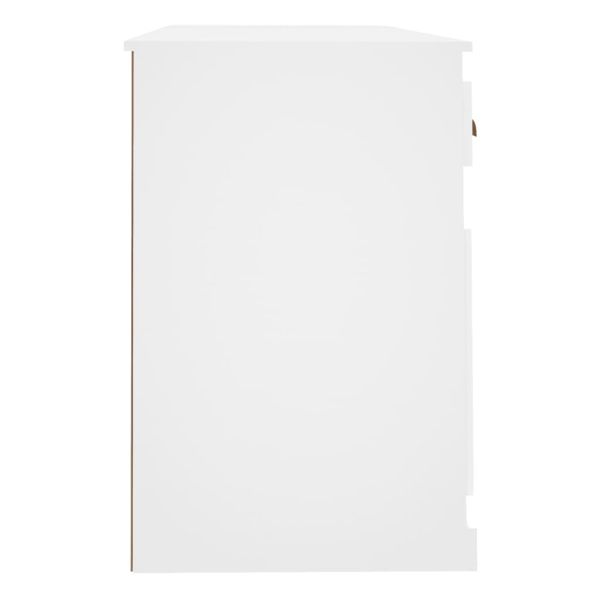 Бюро с шкаф, бял, инженерно дърво