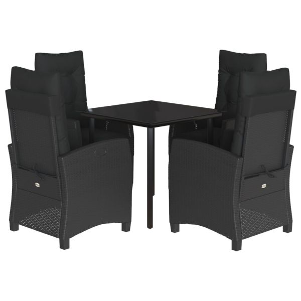 Градински трапезен комплект възглавници 5 части черен полиратан