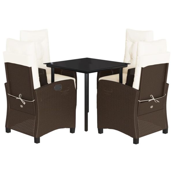 Градински комплект с възглавници 5 части кафяв полиратан